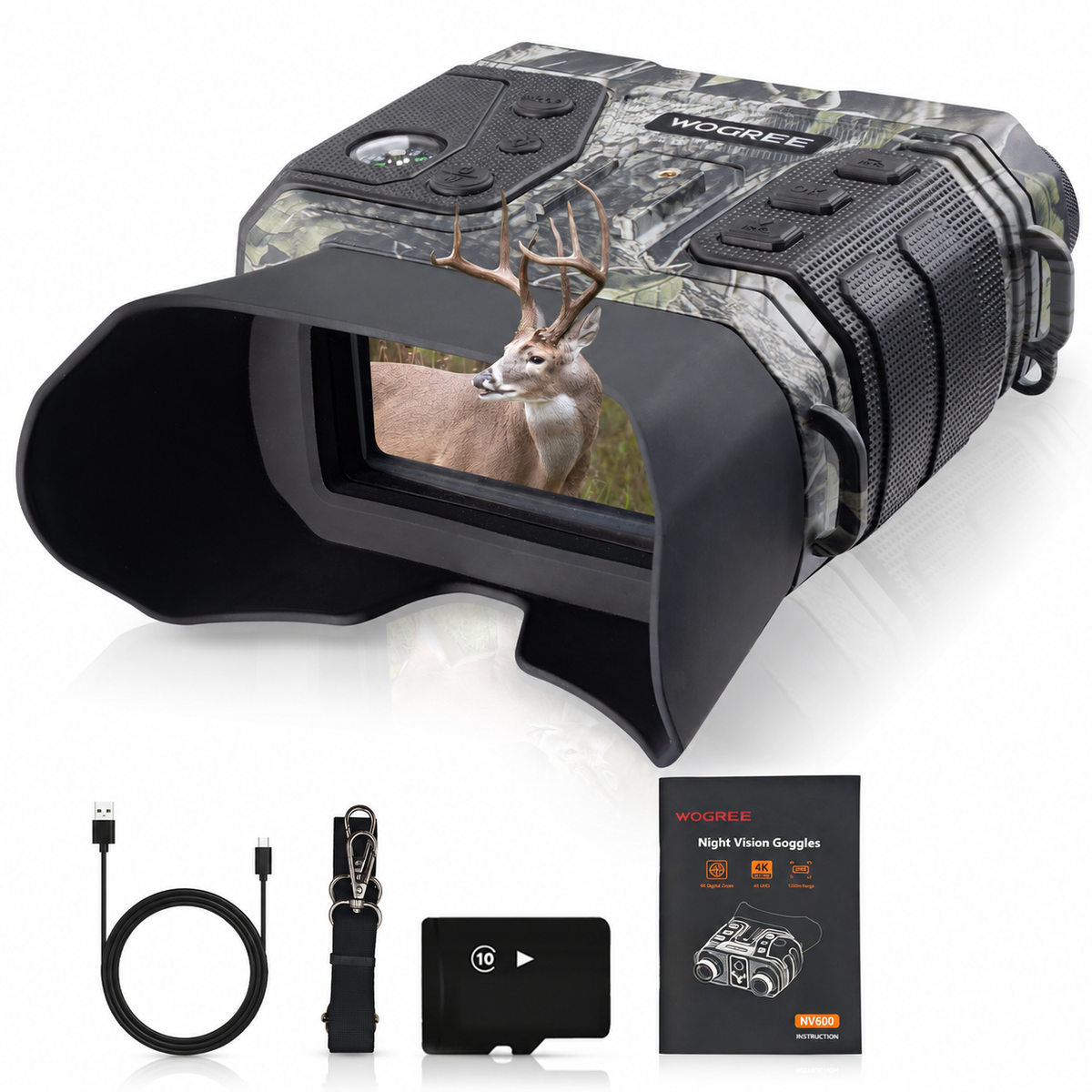 4K Night Vision Binoculars for Adults, 8X Digital Zoom, 1300FT Range