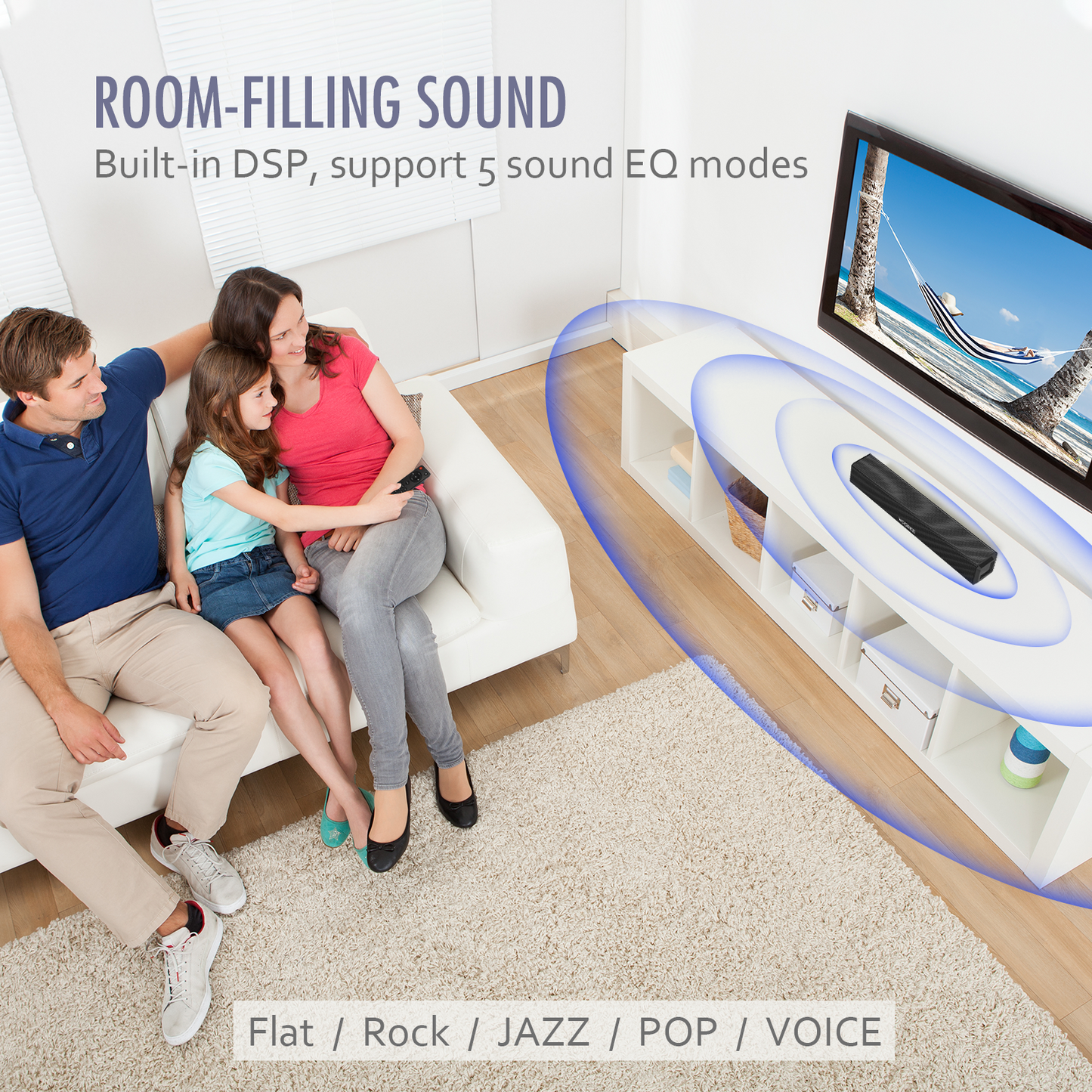Wogree Mini Soundbar 16-Inch 50W with Bluetooth, Optical, AUX, USB Con