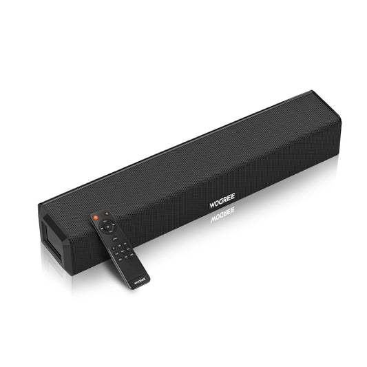 Wogree Mini Soundbar 16-Inch 50W with Bluetooth, Optical, AUX, USB Connection, Small Sound Bar Speakers System for TVs, Home Theater, Gaming, Projectors, PCs, Tablets, Phones